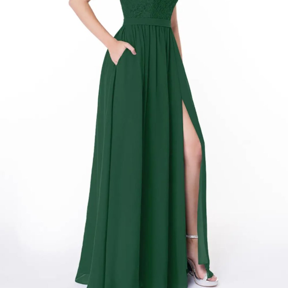 Azazie Emerald Green A18 "Emilia" - Picture 3 of 7